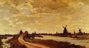 Molinos de viento en Haaldersbroek Zaandam Claude Monet Pinturas al óleo
